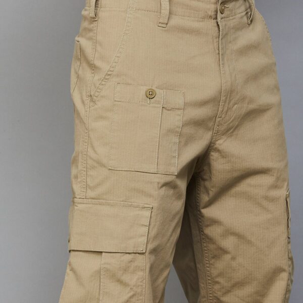 Beige Solid Cargo Trousers